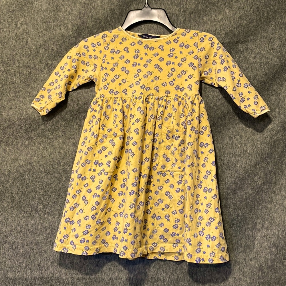 Yellow floral dress, kids small 2T